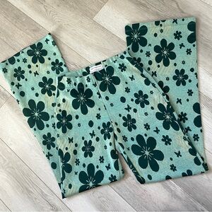 Urban Outfitters Floral Boot Cut Pants - Teal and Black